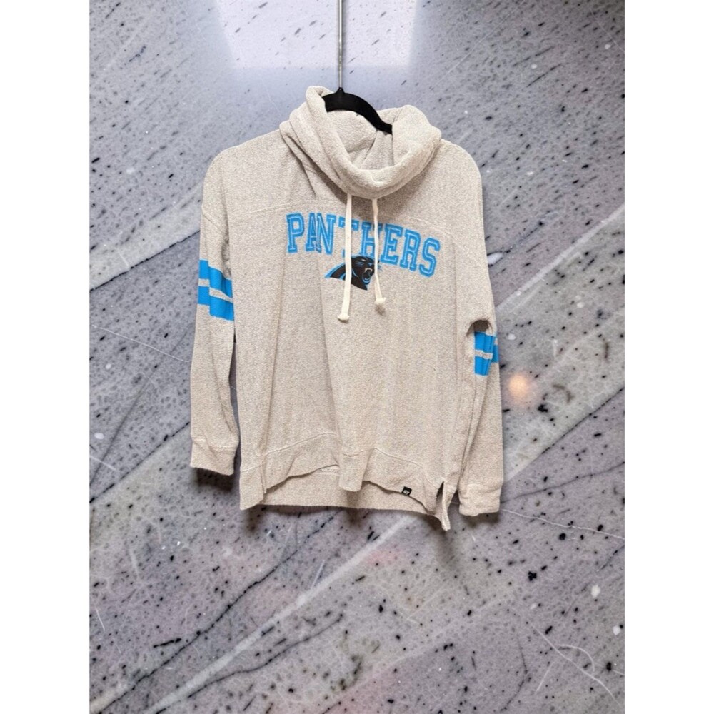 '47 Brand Carolina Panthers Cowl Neck Hoodie Grey Stripe Medium Football Fan